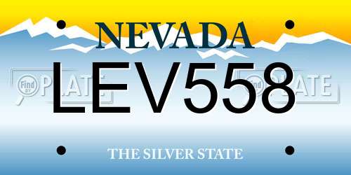LEV558 Nevada License Plate