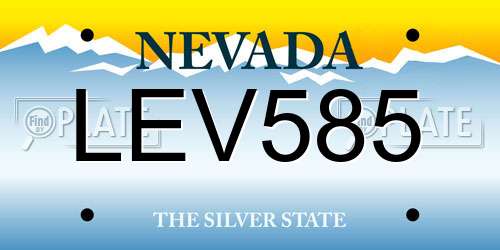 LEV585 Nevada License Plate