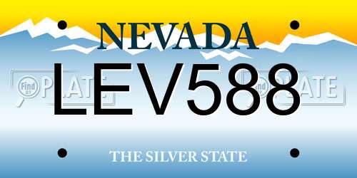 LEV588 Nevada License Plate