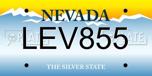 LEV855 Nevada License Plate