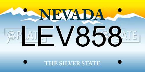 LEV858 Nevada License Plate