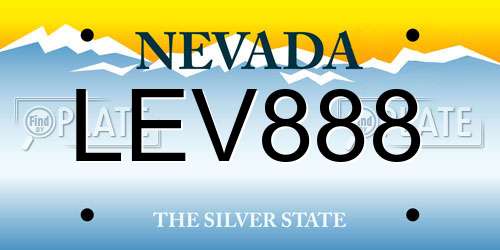 LEV888 Nevada License Plate