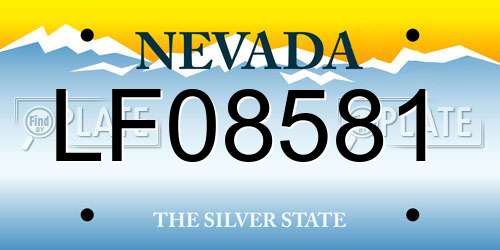 LF08581 Nevada License Plate