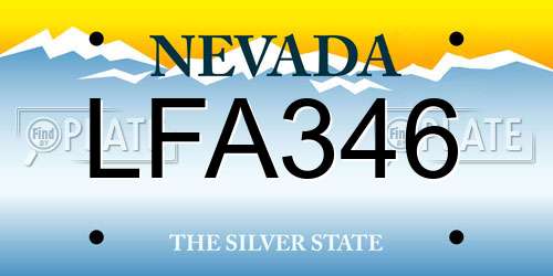 LFA346 Nevada License Plate