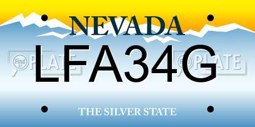 LFA34G Nevada License Plate