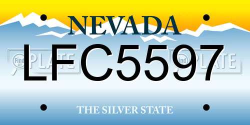 LFC5597 Nevada License Plate