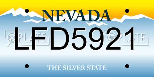 LFD5921 Nevada License Plate