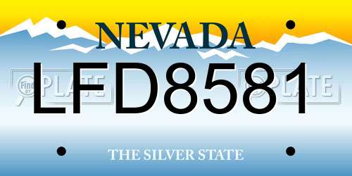 LFD8581 Nevada License Plate