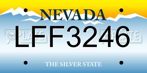 LFF3246 Nevada License Plate