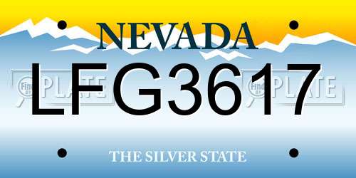 LFG3617 Nevada License Plate