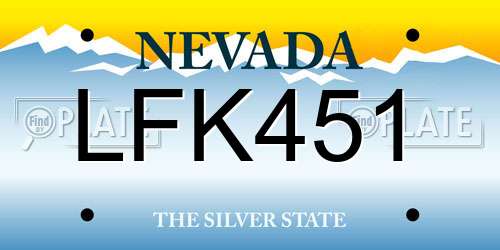 LFK451 Nevada License Plate