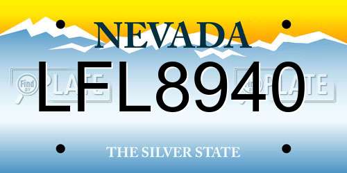 LFL8940 Nevada License Plate