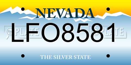LFO8581 Nevada License Plate