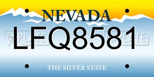 LFQ8581 Nevada License Plate
