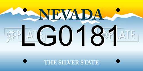 LG0181 Nevada License Plate