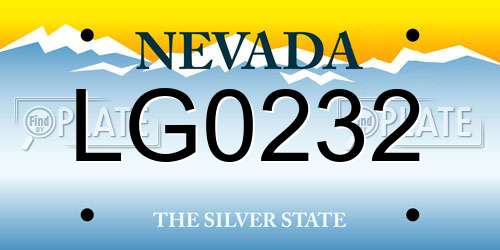 LG0232 Nevada License Plate