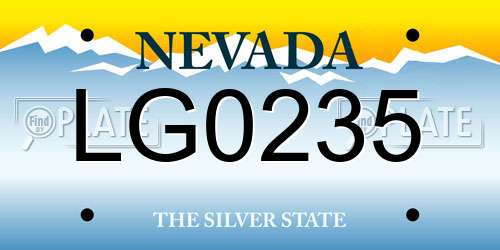 LG0235 Nevada License Plate