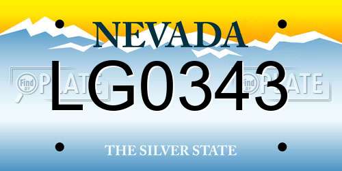 LG0343 Nevada License Plate