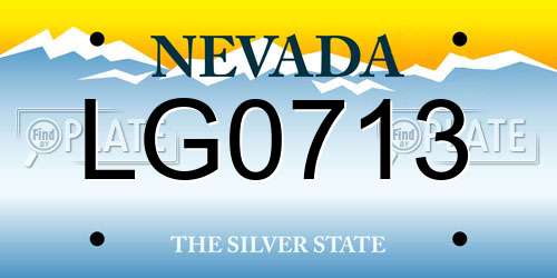 LG0713 Nevada License Plate