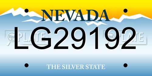 LG29192 Nevada License Plate