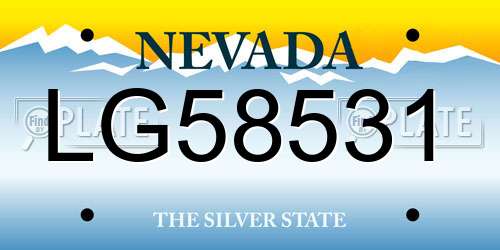 LG58531 Nevada License Plate