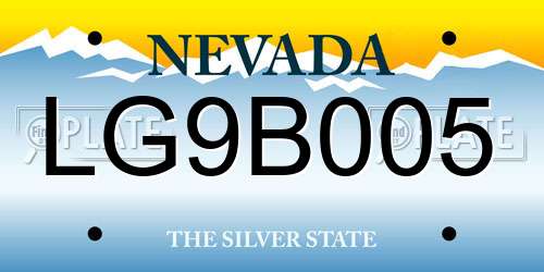 LG9B005 Nevada License Plate