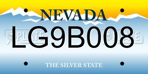 LG9B008 Nevada License Plate