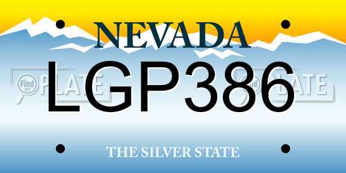 LGP386 Nevada License Plate