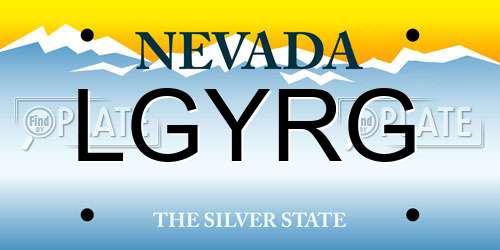 LGYRG Nevada License Plate