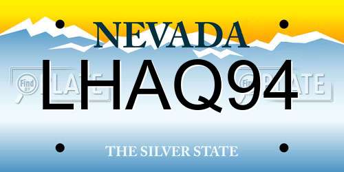 LHAQ94 Nevada License Plate