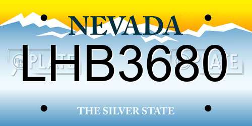 LHB3680 Nevada License Plate