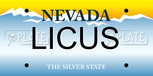 LICUS Nevada License Plate