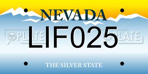 LIF025 Nevada License Plate