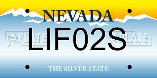 LIF02S Nevada License Plate