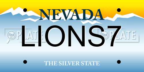 LIONS7 Nevada License Plate