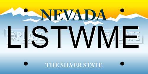 LISTWME Nevada License Plate