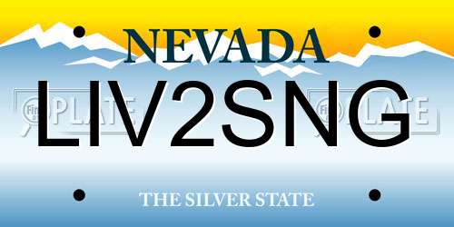 LIV2SNG Nevada License Plate