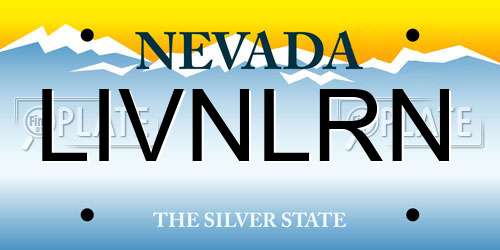 LIVNLRN Nevada License Plate
