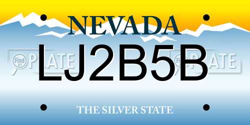 LJ2B5B Nevada License Plate