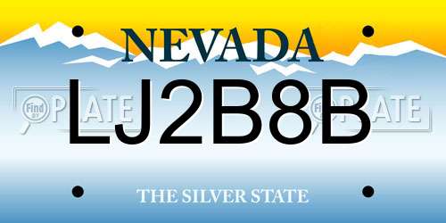 LJ2B8B Nevada License Plate