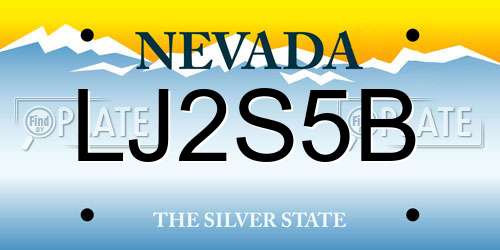 LJ2S5B Nevada License Plate