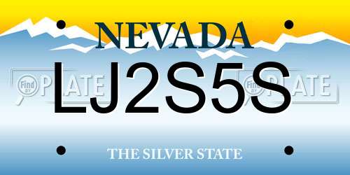 LJ2S5S Nevada License Plate