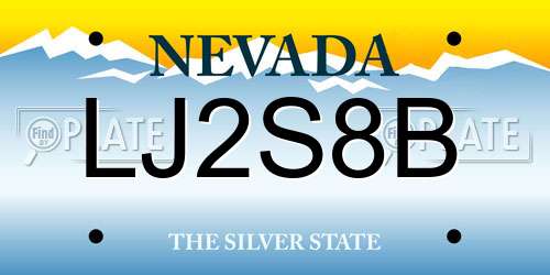 LJ2S8B Nevada License Plate