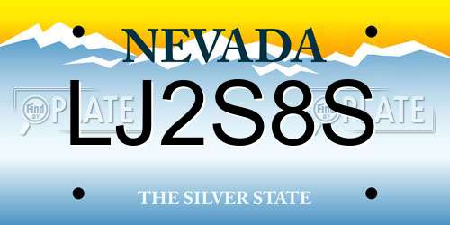 LJ2S8S Nevada License Plate