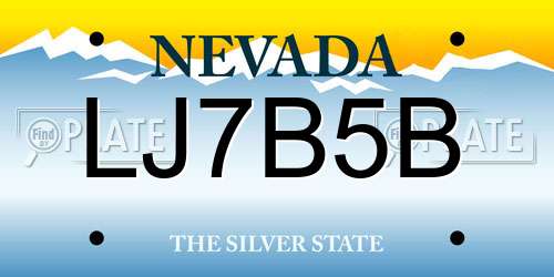 LJ7B5B Nevada License Plate