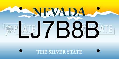 LJ7B8B Nevada License Plate