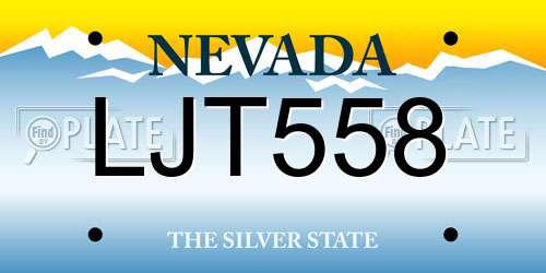 LJT558 Nevada License Plate