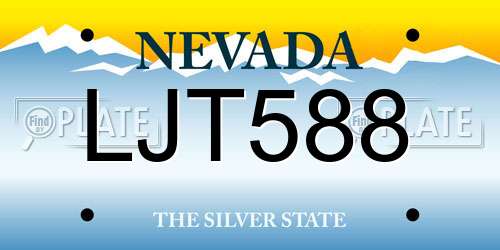 LJT588 Nevada License Plate