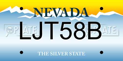 LJT58B Nevada License Plate