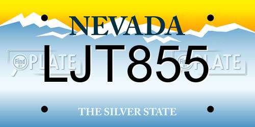 LJT855 Nevada License Plate